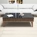 Table basse en bois noyer et noir effet marbre avec rangement Roma 105 cm - Photo n°3