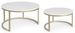 Table basse en marbre blanc et pieds acier doré Lary - Lot de 2 - Photo n°3