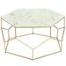 Table basse hexagonale marbre blanc et pieds doré Raleh - Photo n°2