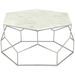 Table basse hexagonale marbre blanc et pieds nickel Raleh - Photo n°1