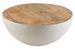 Table basse manguier masif clair et métal blanc Nayra D 90 cm - Photo n°1
