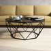 Table basse octogonale bois noir effet marbre et pieds acier noir Diva 90 cm - Photo n°3