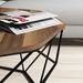 Table basse octogonale bois noyer et pieds acier noir Diva 90 cm - Photo n°4