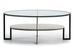 Table basse ovale 2 plateaux verre transparent et marbre blanc Kenza - Photo n°2