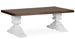 Table basse provençale bois massif de mindi blanc et marron Kirest 130 cm - Photo n°1