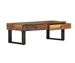 Table basse rectangulaire 2 tiroirs bois massif recyclé foncé et métal noir Souly - Photo n°2