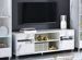 Meuble TV bois blanc effet marbre vernis Botela 120 cm - Photo n°2