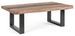 Table basse rectangulaire en bois d'acacia sur 2 pieds acier noir Natty 120 cm - Photo n°1