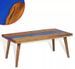 Table basse rectangulaire teck massif foncé et résine bleu Tamie - Photo n°2