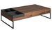 Table basse rectnagulaire avec rangement Kona 140 cm - Noyer et laqué gris - Photo n°1