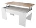 Table basse relevable avec rangement bois mélaminé blanc et naturel Doppy 100 cm - Photo n°1