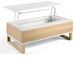 Table basse relevable en bois laqué blanc et bois de hêtre naturel Valeto 110 cm - Photo n°1