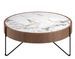 Table basse ronde Blazer 81 cm - Noyer et porcelaine blanche effet Marbre - Photo n°1