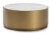 Table basse ronde bois blanc et métal doré D 100 cm - Photo n°1