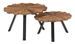Table basse ronde bois de traverses foncé et métal noir Duty - Lot de 2 - Photo n°1