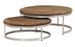 Table basse ronde bois de traverses recyclé et pieds métal gris Mousty - Lot de 2 - Photo n°1