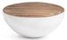 Table basse ronde en bois et acier blanc Lara 70 cm - Photo n°1