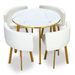 Table effet marbre et 4 chaises simili cuir pieds métal doré Gira - Photo n°1