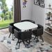 Table bois effet marbre et 4 chaises similicuir noir Manda - Photo n°2