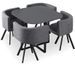 Table bois gris et 4 chaises tissu gris Manda - Photo n°1
