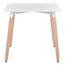 Table carrée 80cm blanc brillant et pieds bois naturel Welly - Photo n°2