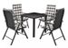 Table carrée et 4 chaises de jardin métal et résine tressée noir avec coussins Gael - Photo n°1