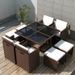 Table carrée et 4 chaises de jardin résine tressée marron Iris - Photo n°2