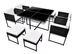 Table carrée et 4 chaises de jardin résine tressée noir coussins blanc Chaz - Photo n°1