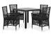 Table carrée et 4 chaises de jardin résine tressée noir coussins gris Kaila - Photo n°1