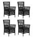 Table carrée et 4 chaises de jardin résine tressée noir coussins gris Kaila - Photo n°3