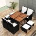 Table carrée et 4 chaises de jardin résine tressée noir Iris - Photo n°2