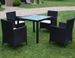 Table carrée et 4 chaises de jardin résine tressée noir Mik - Photo n°2