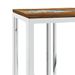 Table console argenté acier inoxydable/bois massif récupération - Photo n°5