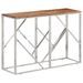 Table console argenté acier inoxydable et bois massif d'acacia - Photo n°1