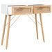 Table console Blanc 80x30x75 cm Bois massif pin /rotin naturel - Photo n°3