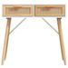 Table console Blanc 80x30x75 cm Bois massif pin /rotin naturel - Photo n°4