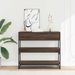 Table console chêne marron 90x35x80 cm bois d'ingénierie - Photo n°3