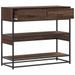 Table console chêne marron 90x35x80 cm bois d'ingénierie - Photo n°5