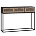 Table console en bois naturel avec 3 tiroirs et pieds en métal noir 105 cm - Modèle Bolivia - Photo n°1