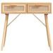 Table console Marron 80x30x75 cm Bois massif pin /rotin naturel - Photo n°4