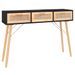 Table console Noir 105x30x75 cm Bois massif pin /rotin naturel - Photo n°2