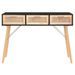 Table console Noir 105x30x75 cm Bois massif pin /rotin naturel - Photo n°3