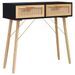 Table console Noir 80x30x75 cm Bois massif pin /rotin naturel - Photo n°2