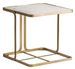 Table d'appoint art déco métal doré et plateau marbre blanc Anato - Photo n°1