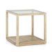Table d'appoint carrée verre et bois massif blanc voilé Orina H 60 cm - Photo n°1