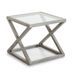Table d'appoint carrée verre et bois massif gris voilé Orina - Photo n°4