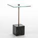 Table d'appoint carrée verre pied métal et marbre noir Siru - Photo n°1