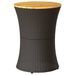 Table d'appoint de jardin forme tambour noir rotin bois massif - Photo n°1