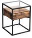 Table d'appoint design industriel verre et bois marron vintage Kaza 43 cm - Photo n°1
