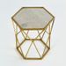 Table d'appoint hexagonale miroir vieilli et métal doré Hugos - Photo n°2